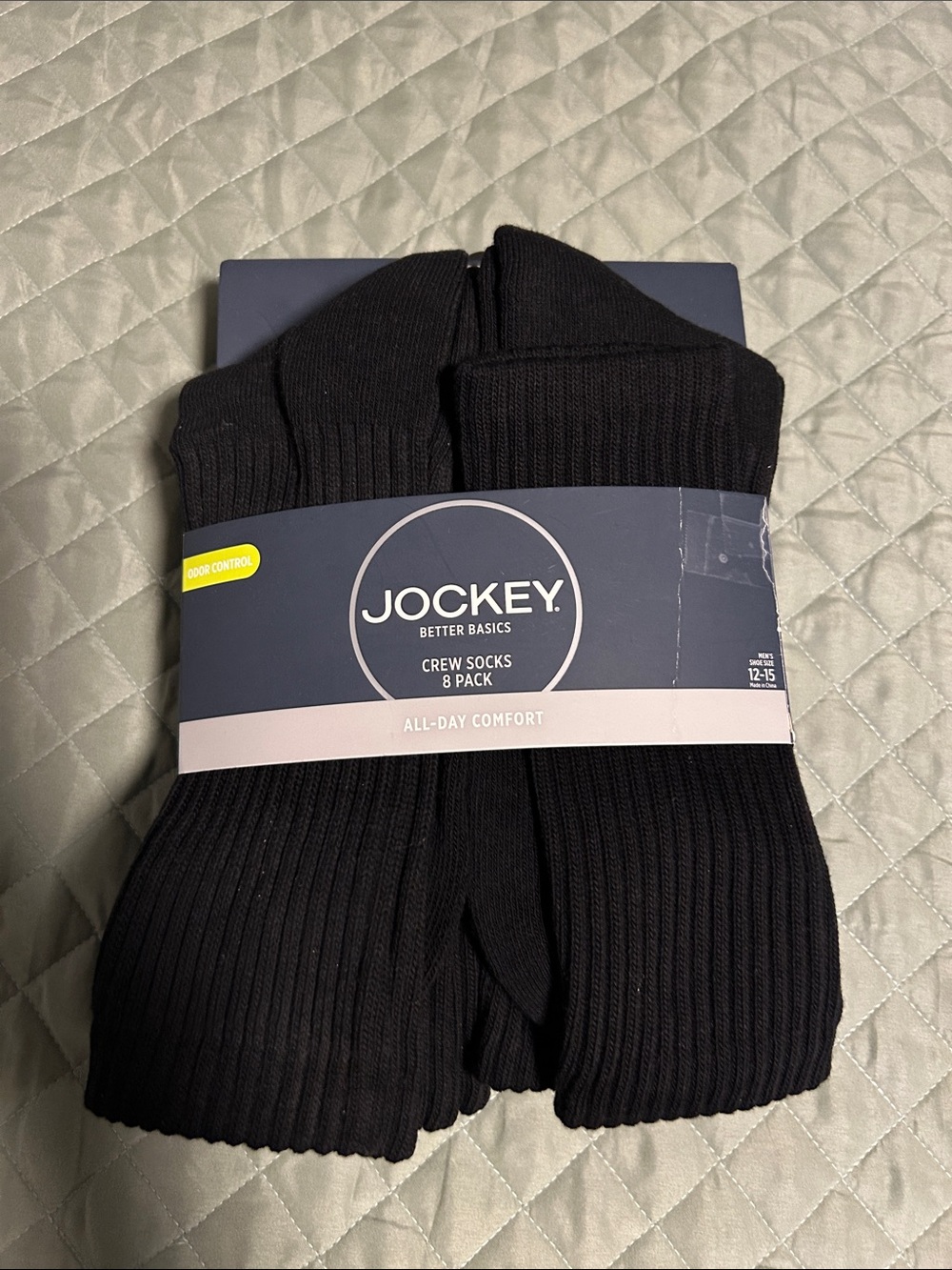Jockey Black Crew Socks 8-Pack – Men's Everyday Comfort